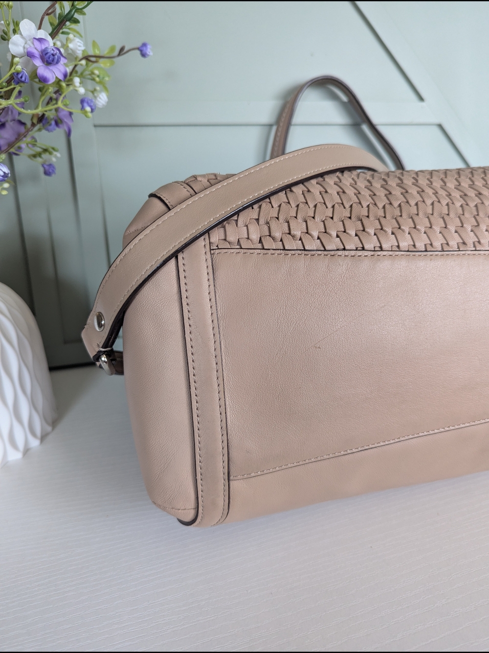 vintage Coach Madison Caroline Woven Leather Satchel - Picture 8 of 16